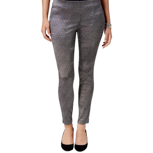 Alfani Silver Y2K Ikat Elastic Band Pull On Ankle Trouser Pant Women’s 4​ - Picture 4 of 11